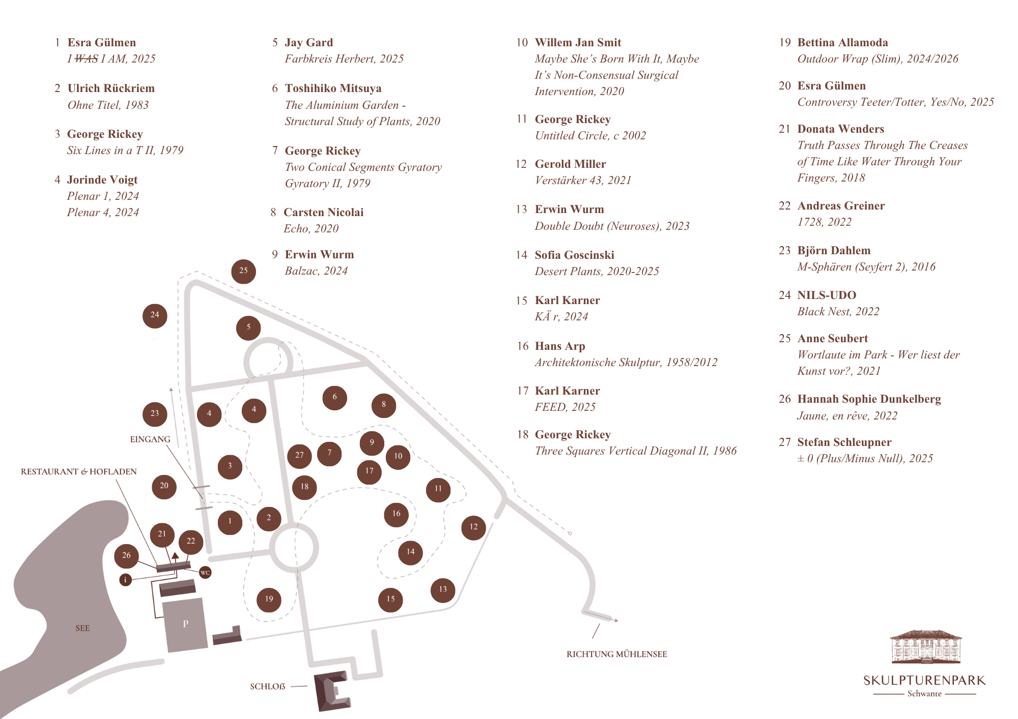 Lageplan Skulpturenpark Schwante
